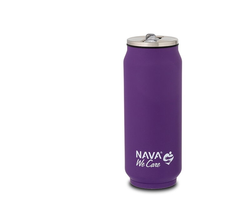 Termohrnček so slamkou 500 ml nerez, fialový