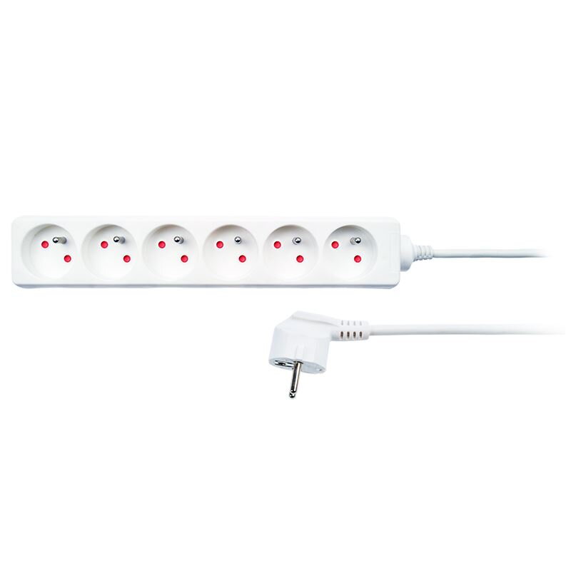 Solight predlžovací prívod, 6 zásuviek, biely, 1,5 m